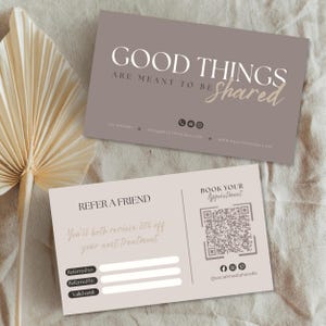 Plantilla de tarjeta de recomendación para amigos en Canva / Tarjeta de recomendación para salón de belleza / Programa de recomendación para artistas de pestañas y técnicos de uñas / Tarjeta de marketing editable