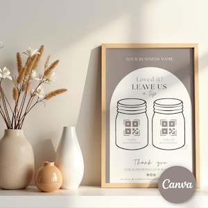 Bearbeitbares Virtuelles Trinkglas Zeichen | QR-Code Tipping-Vorlage (A4, US Letter)