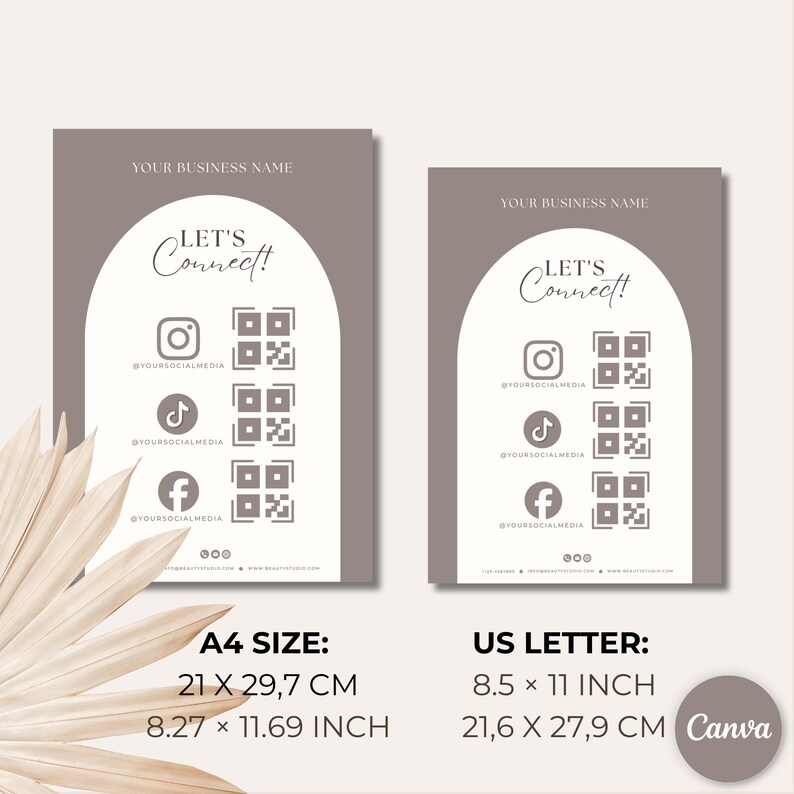 Editable Social Media Sign Template | QR Code Connect Sign (A4/US ...