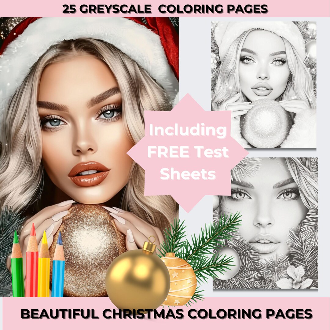 Christmas Coloring Pages Beautiful Women Greyscale Coloring Hair & Make