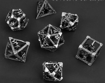 Hollow Dragon Dnd Dice Set for Role Playing Games, Metal Dice Set, D&D Gift, Polyhedral RPG Sharp Edge Dice Set, D20 Dragon Dice Set Gifts