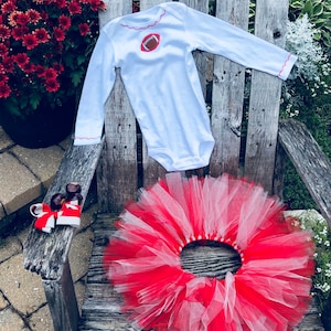 Scarlet and Gray Football Tutu Costume set for Fans with matching bow Size 24 months