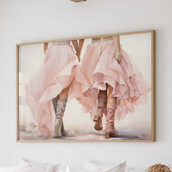 Girly Western Wall art, Teenage girls bedroom decor, Cowgirl decor, Pink printable wall art, Apartment decor boho, preppy dorm room wall art