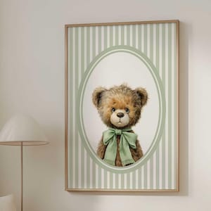 Nursery art Bear, Cute Bear Wall art prints, Vintage Nursery art, DIGITAL Nursery wall art, Sage green Nursery decor, Printable wall art