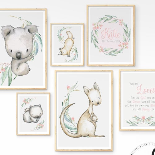 Baby Girl Nursery Decor. Australian Animal Wall Art Koala Etsy Australia