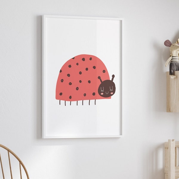 Boho Nursery lady bug print, Lady beetle, Gender neutral Nursery, Animal print, Nursery decor, Minimalist nursery art, Printable nursery art