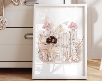 Stampa artistica per vivaio Fairy Garden, decorazione floreale Fairycore (download digitale)