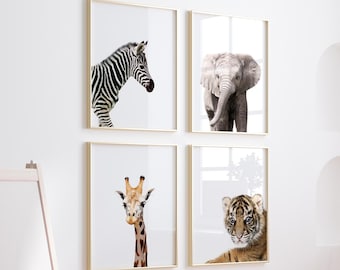 Safari Nursery prints, Nursery wall art, Nursery wall decor, Baby animal prints, boy nursery decor, Animal prints, Elephant print, Tiger art