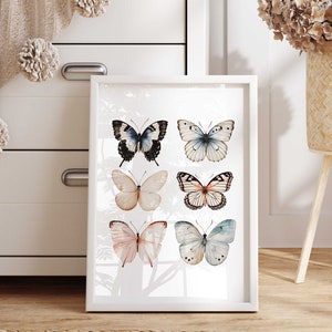 Printable Girls wall art, Butterfly print, Nursery wall art, boho Butterfly art, Vintage Wall art, Minimalist wall art, Butterfly decor