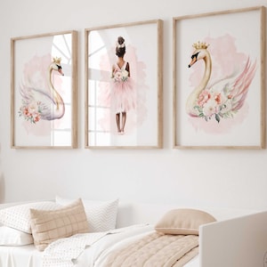 Ballerina Nursery Wall art, Girls bedroom decor, Swan wall art, Printable Girls wall art, Ballerina nursery decor, boho Nursery wall decor