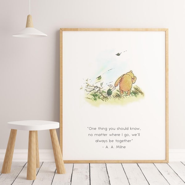 Classic Winnie the Pooh quote print. Gender Neutral Nursery wall art prints, Winnie-the-Pooh and friends inspirational quotes, new baby gift