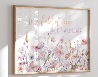 Wildflower Nursery Print, Boho Floral Decor (Digital Download)
