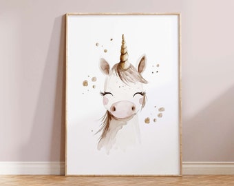 Unicorn Watercolor Art Print, Girls Room Decor (Digital Download)