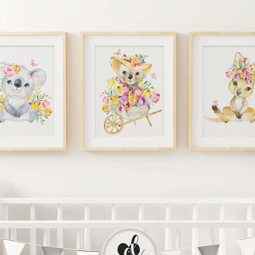 Baby Girl Boy Nursery Decor. Australian Animal Wall Art Etsy Australia