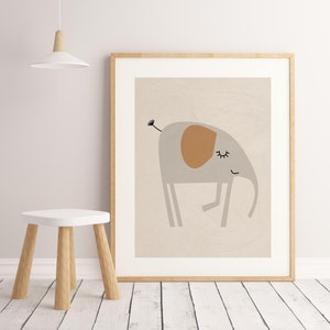 Safari Nursery prints, boho nursery decor, Beige and white Nursery prints, Printable nursery decor, Elephant print, baby animal nursery art