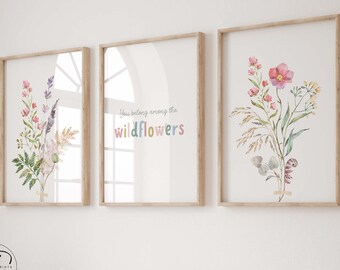 Watercolor Wildflower Nursery Print, Boho Floral Decor (Digital Download)