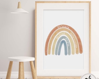 Neutral Rainbow Nursery Wall Art, Positive affirmation print, Rainbow, Kids Wall Art, Boho Nursery. Neutral Nursery, Modern Nursery decor