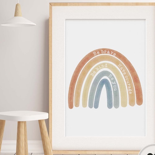Neutral Rainbow Nursery Wall Art Positive Affirmation Print Etsy