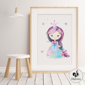 Baby, Girl nursery decor. Princess Nursery wall art Print. Little Girls bedroom. Gorgeous Princess in lovely soft colours