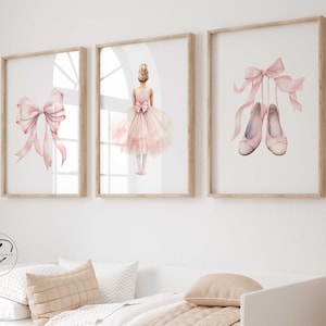 Digital Set of Ballerina Wall art, girls room decor, Nursery wall art prints, Soft pink wall art, Ballet themed nursery, Printable wall art