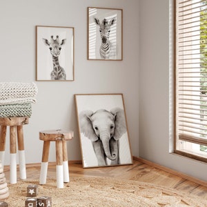 Safari Nursery decor, Safari nursery prints in sepia, Nursery wall art, Set of 3 Safari baby animal prints, ORIGINAL art, kids room decor