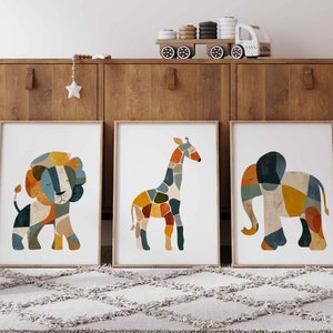 Safari Nursery decor, Safari nursery prints, Nursery wall art, Set of 3 Abstract Safari baby animal prints, ORIGINAL art, kids room decor,