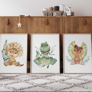 Set of 3 Dinosaur Prints, Boy nursery wall art, Dinosaur theme nursery prints, Toddler bedroom decor, Digital Nursery, boys room decor