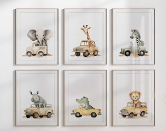 Stampe per cameretta con animali da safari, animali della giungla (download digitale)