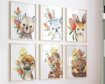 Digital Nursery art, Australian baby animal prints, Nursery decor, Printable wall art, Koala print, new baby gift, Australian art, art print