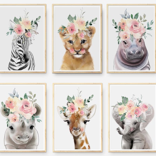 Safari Animal Art Prints Nursery Decor for Baby Boy Etsy