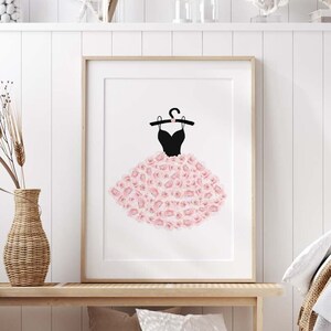 Impresión de moda, Impresión de dormitorio, Arte de pared de adolescente, Póster de arte de rosas rosadas, Póster de moda, Póster de diseñador, Bailarina, Decoración de habitación de niñas