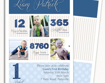 baby boy invitation 1st birthday boy invitation boy etsy