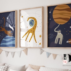 3er Set Weltraum-poster, Planeten und Sterne, Sternenhimmel, Safari-Tiere, DIGITALER DOWNLOAD, Sternenhimmel, Sternenhimmel