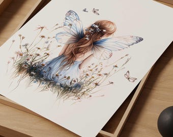 Lámina de jardín de hadas, decoración floral para habitación infantil (descarga digital)