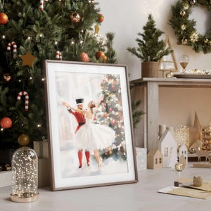 Digital Vintage Christmas Wall art print, Nutcracker Ballet Christmas Print, Christmas Tree, Festive Christmas decor, Christmas printable