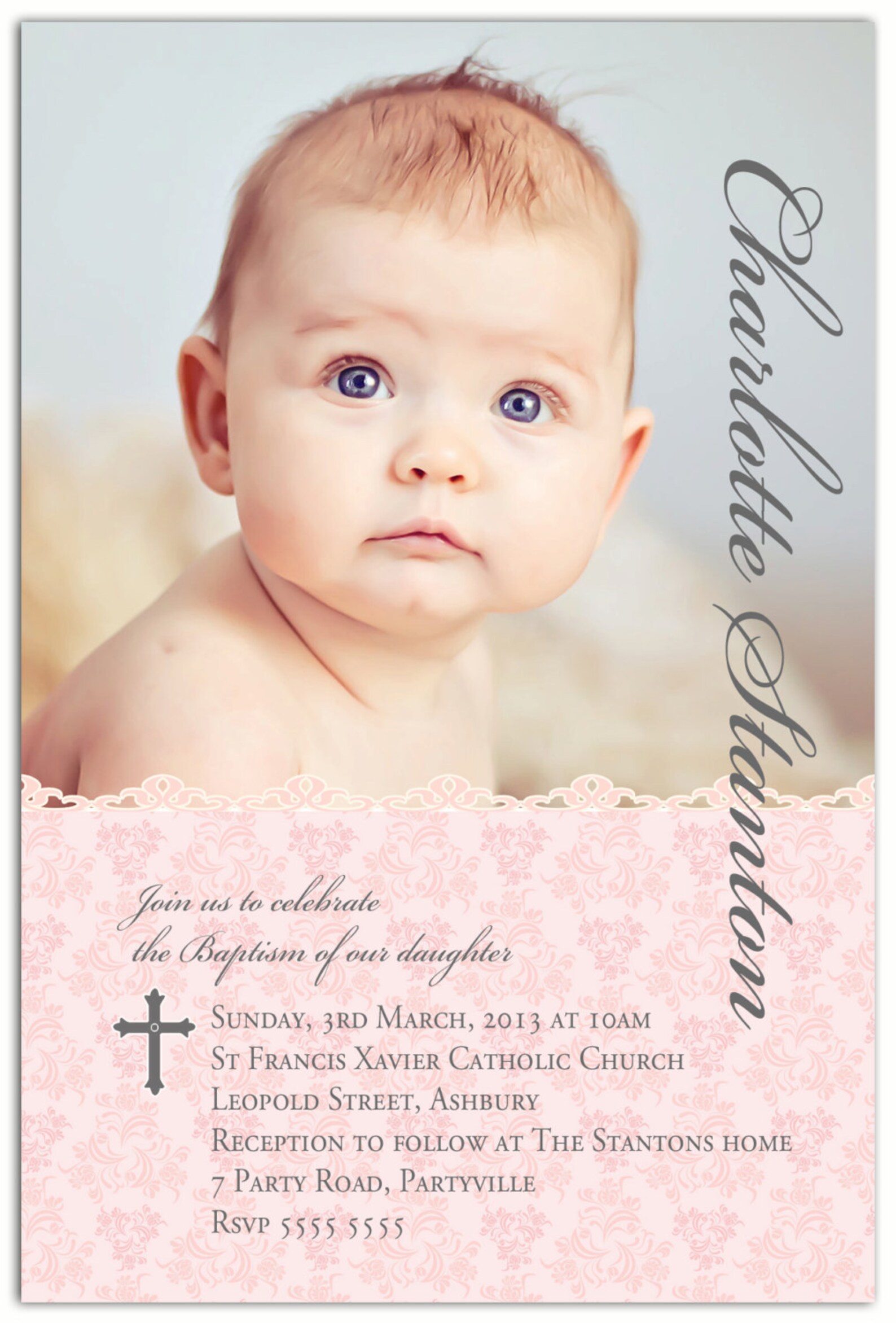 Girl Photo Christening Invitation/baptism Invitation/naming Etsy