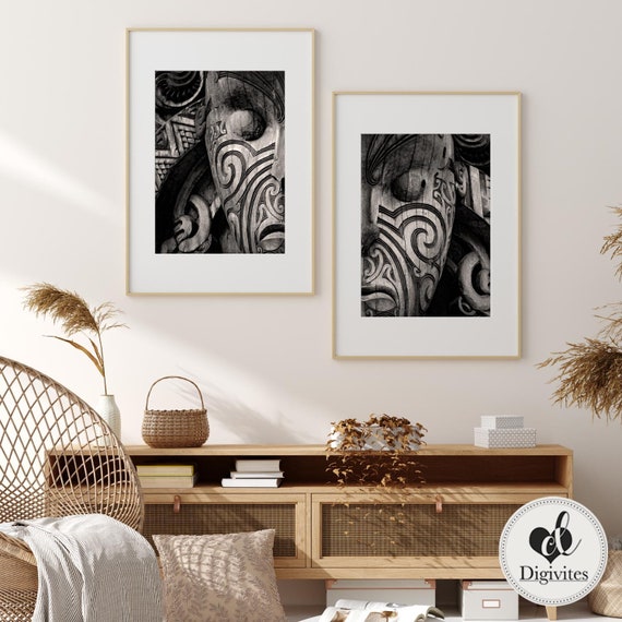 Boho Home Wall Art Maori Carving Print Tribal Uk - Tribal Wall Art Uk Boho Home Wall Art Maori Carving Print Tribal Uk - Tribal Wall Art Uk