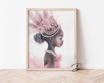 ORIGINAL ballet nursery art, Ballerina Nursery decor, Pink girls room, Ballet dancer, Ballerina print, Boho Girl wall art, Digital Download