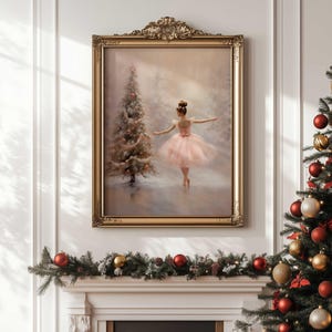 Vintage Christmas Wall art print, Nutcracker Ballet Christmas Print, Christmas Printable, Ballerina Christmas poster, Holiday decor, Digital