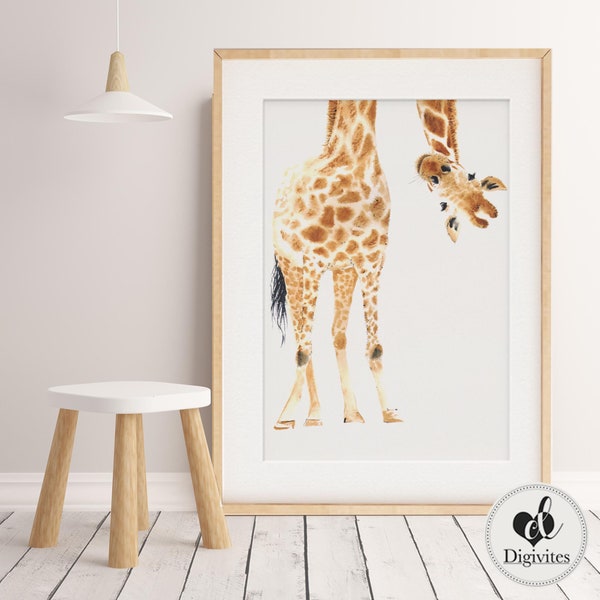 Giraffe Nursery wall art print, Baby animal nursery art, Nursery decor, Modern nursery decor, Safari nursery print, Gender neutral nursery