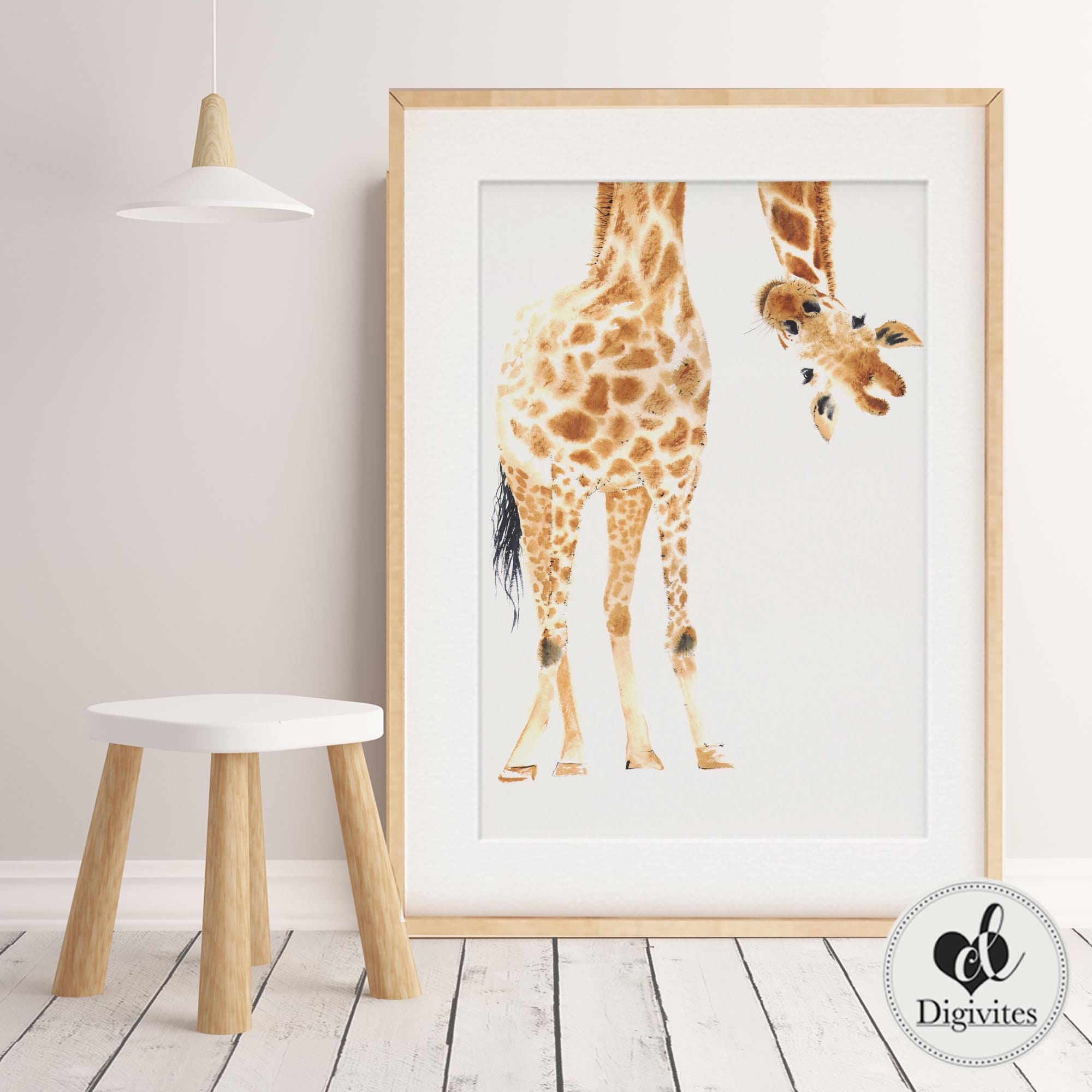 Tropical Art Print Giraffe Gift for her Nursery Decor Giraffe Art Print A4 A3 Boho Decor Minimalistic Neutral Nursery Art Print