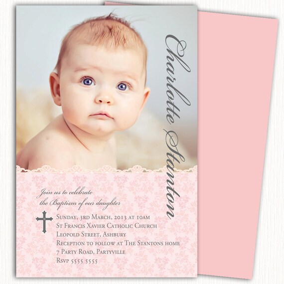 Girl Photo Christening Invitation/baptism Invitation/naming Etsy