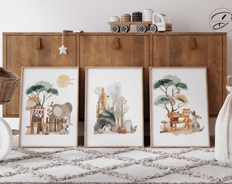 Animal Nursery decor, Zoo nursery prints, Nursery wall art, Set of 3 baby animal prints, kids room decor, Arctic Animals, Safari Animals