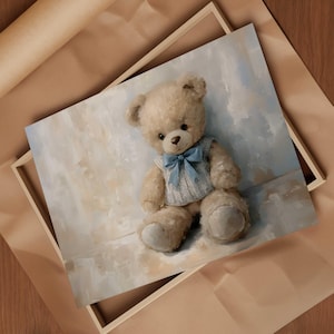 Láminas de osito de peluche vintage para guardería de bebé niño, decoración de sala de juegos, arte de pared para dormitorio de niño, IMPRESIÓN DIGITAL, estilo cottagecore