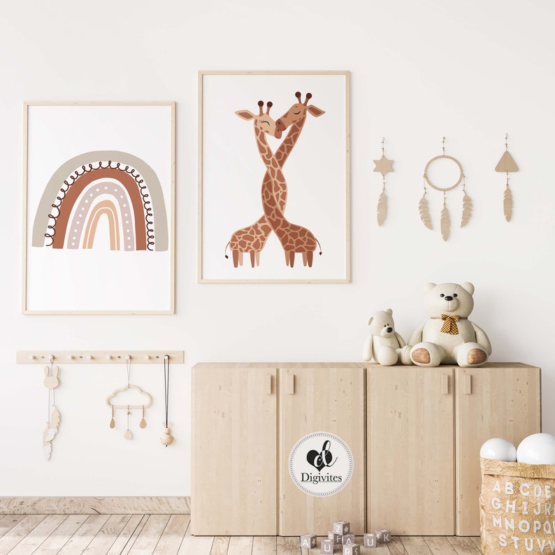 Gender Neutral Nursery Wall Art 2 Set Print. Safari Animal Etsy