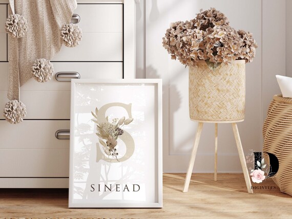 Baby Personalised Nursery Wall art, Boho nursery prints, kids room art,  Nursery decor, floral Name art sign for baby, Wall art prints