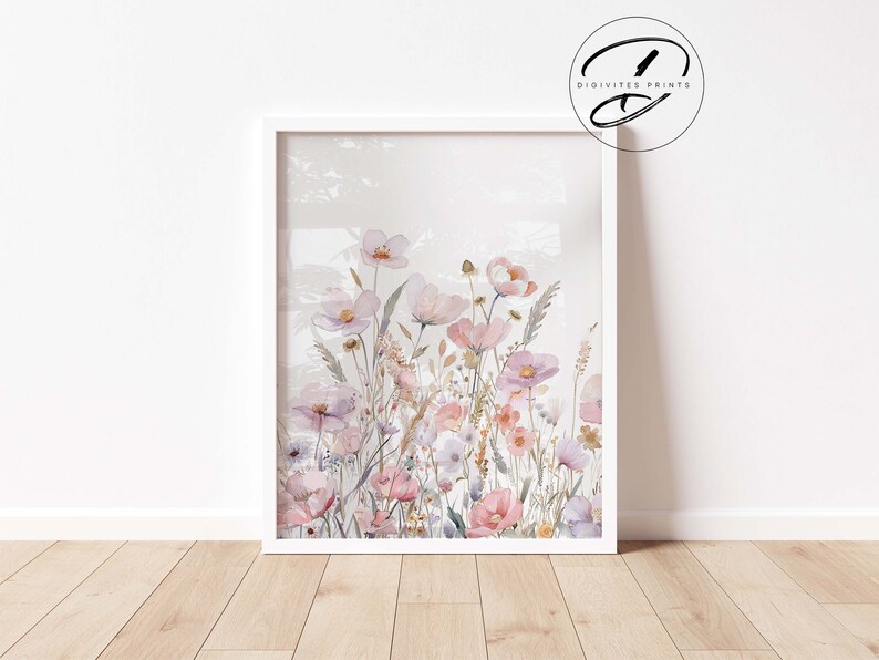 Boho Nursery Wall Art, Wildflower Nursery Decor, Baby Girl Wall Art