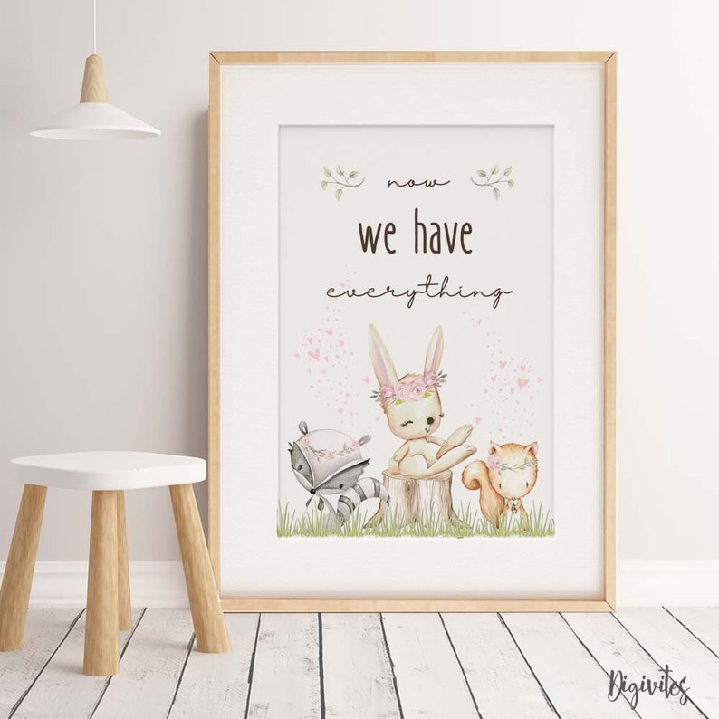 Woodland Nursery Wall Art. Girl Nursery Wall Decor. Nursery Etsy