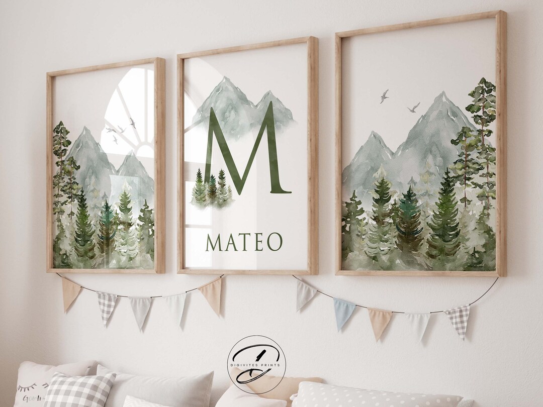 Forest Nursery Wall Art, Wilderness Art Print, Nature Art Print, Woodland Nursery Art, Nursery