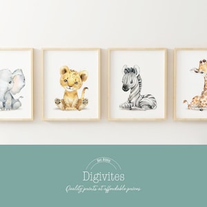 Safari animal nursery wall art, Animal prints, playroom wall decor, Nursery prints, baby nursery gift, safari nursery decor, baby shower